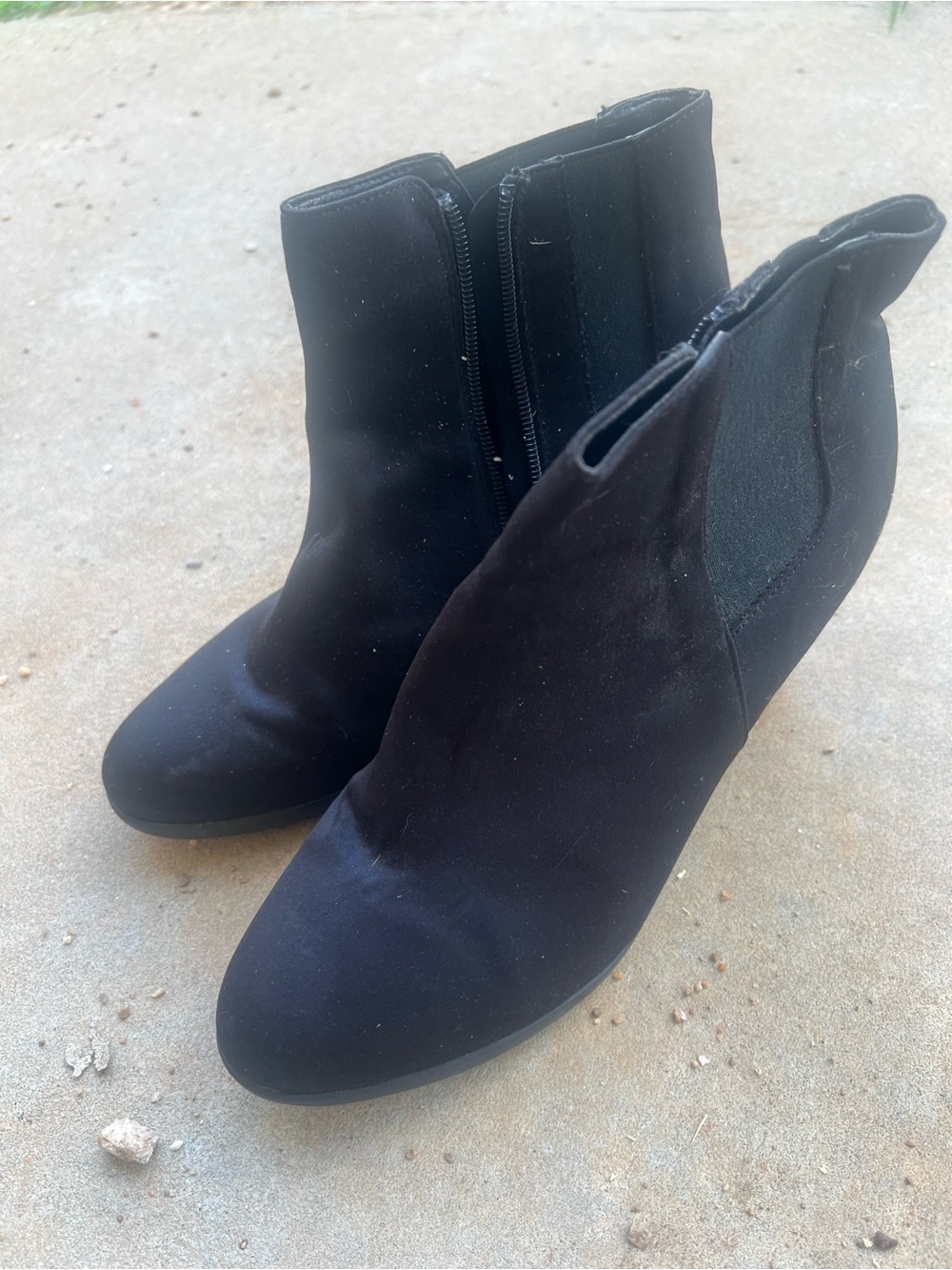 Black Suede Ankle Booties with Side Zip